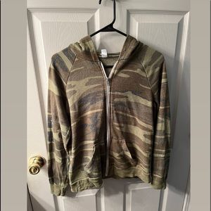 Camo Zip Up Hoodie, Size: S